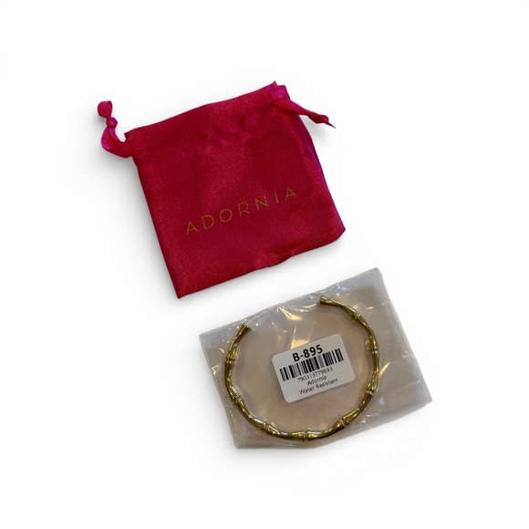 NWT Adornia 18K Plated Stainless Steel Tarnish-Resistant Bamboo Cuff Bracelet - Picture 2 of 3